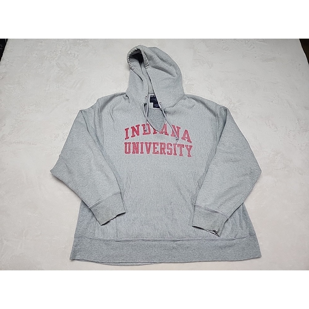 Vintage Indiana University IU‎ Champion Hoodie Sweatshirt  Lg Gray Reverse Weave